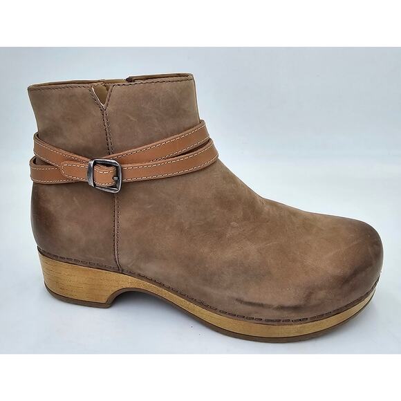 Dansko Brooks Ankle Platform Bootie Taupe Burnished Nubuck Women's 38 (7.5-8 US) - Picture 6 of 11